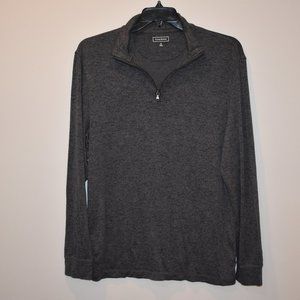 Club Room Long Sleeve 1/4 Zip Gray Pullover Cotton Polyester Medium Polo Shirt